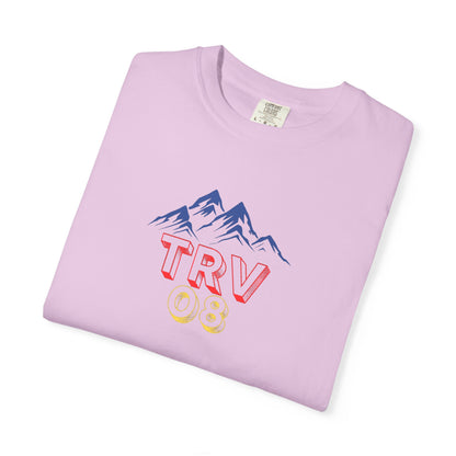 Unisex Printify TRV08 Logo T-Shirt, garment-dyed cotton tee with printed logo on front, casual and comfortable fit.