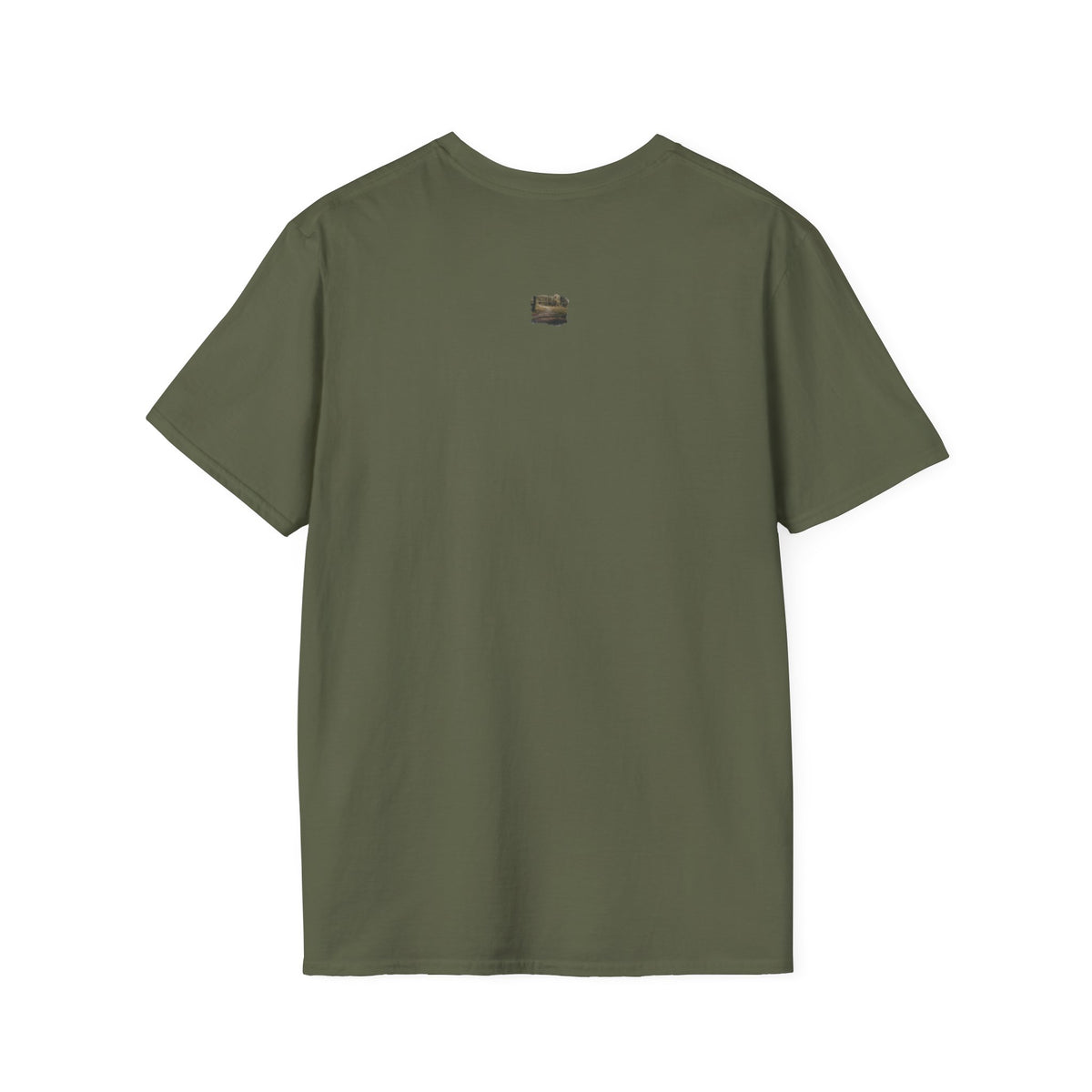 Vintage forest landscape T-shirt by Printify featuring a nature pathway design on a casual cotton tee.