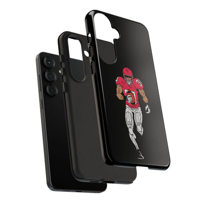 Black football player tough phone case for iPhone by Printify, featuring sports-themed protective design