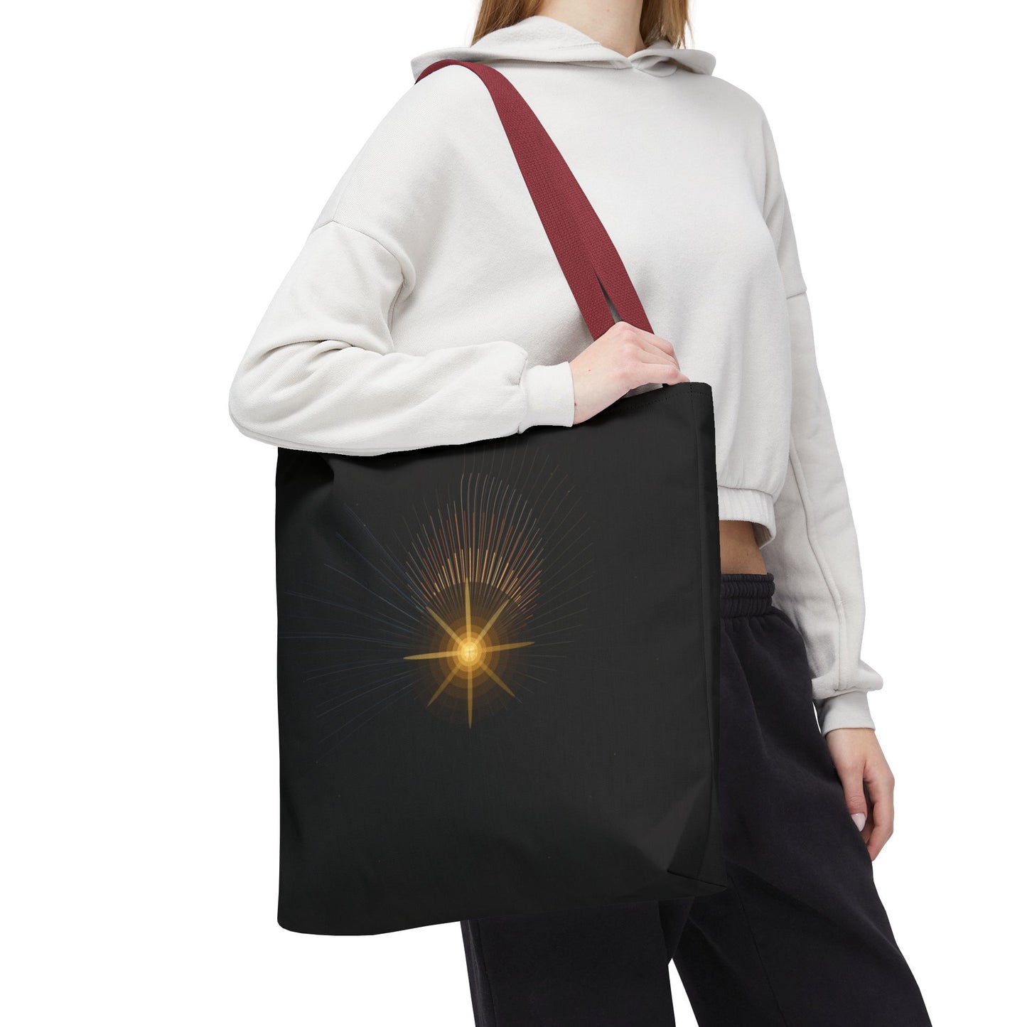 Radiant Starburst Tote Bag | Golden Light Celestial Design - TRV