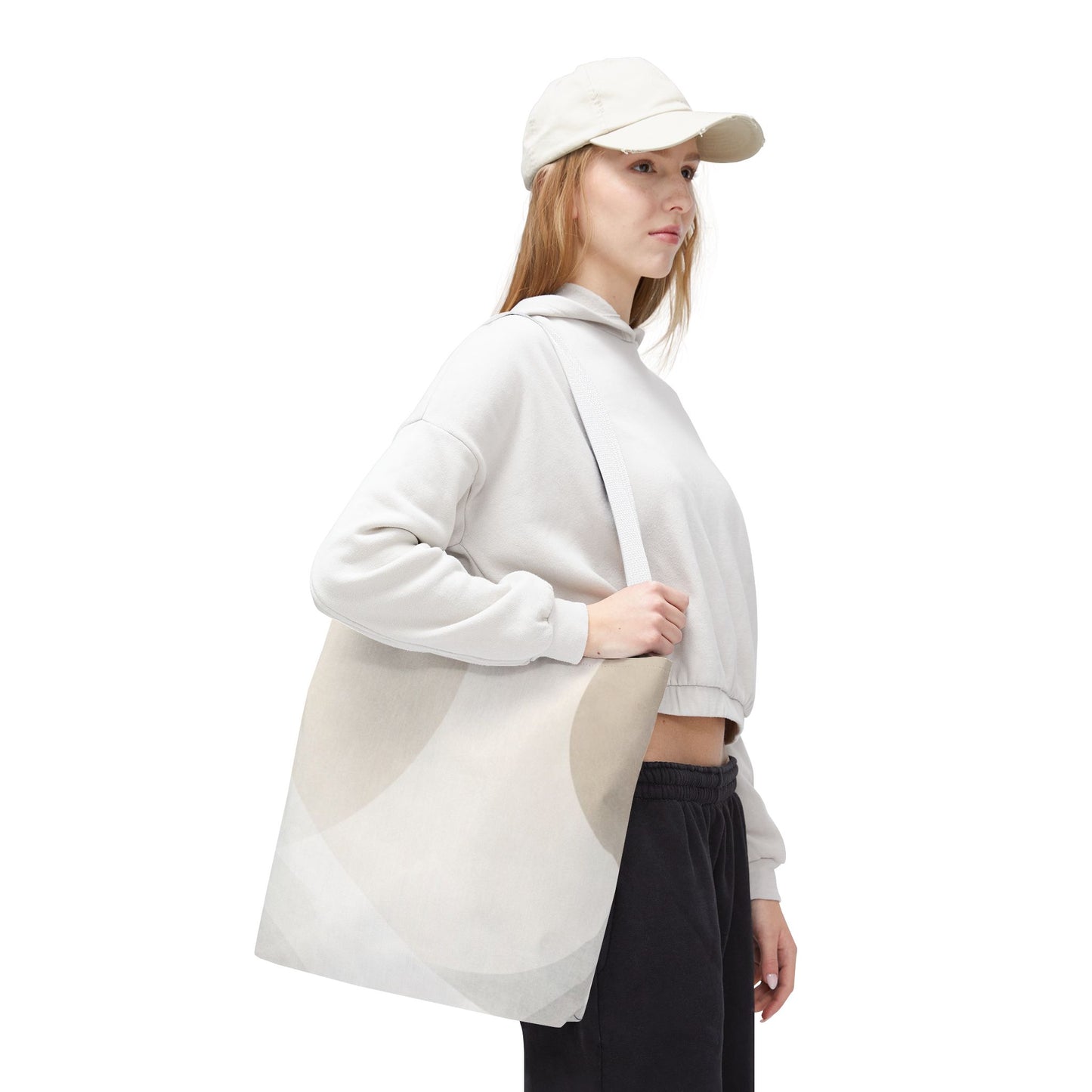 Neutral Abstract Geometric Tote Bag | Minimal Beige Shapes