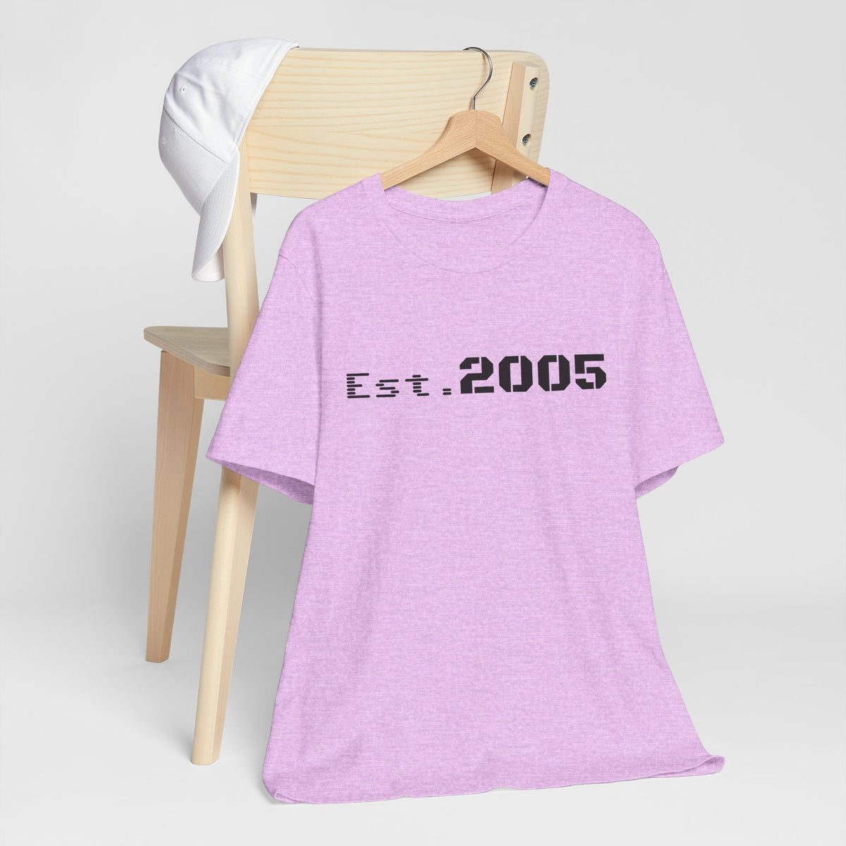 Minimalist black T-shirt with "Est. 2005" anniversary year print by Printify, casual and stylish for everyday wear.