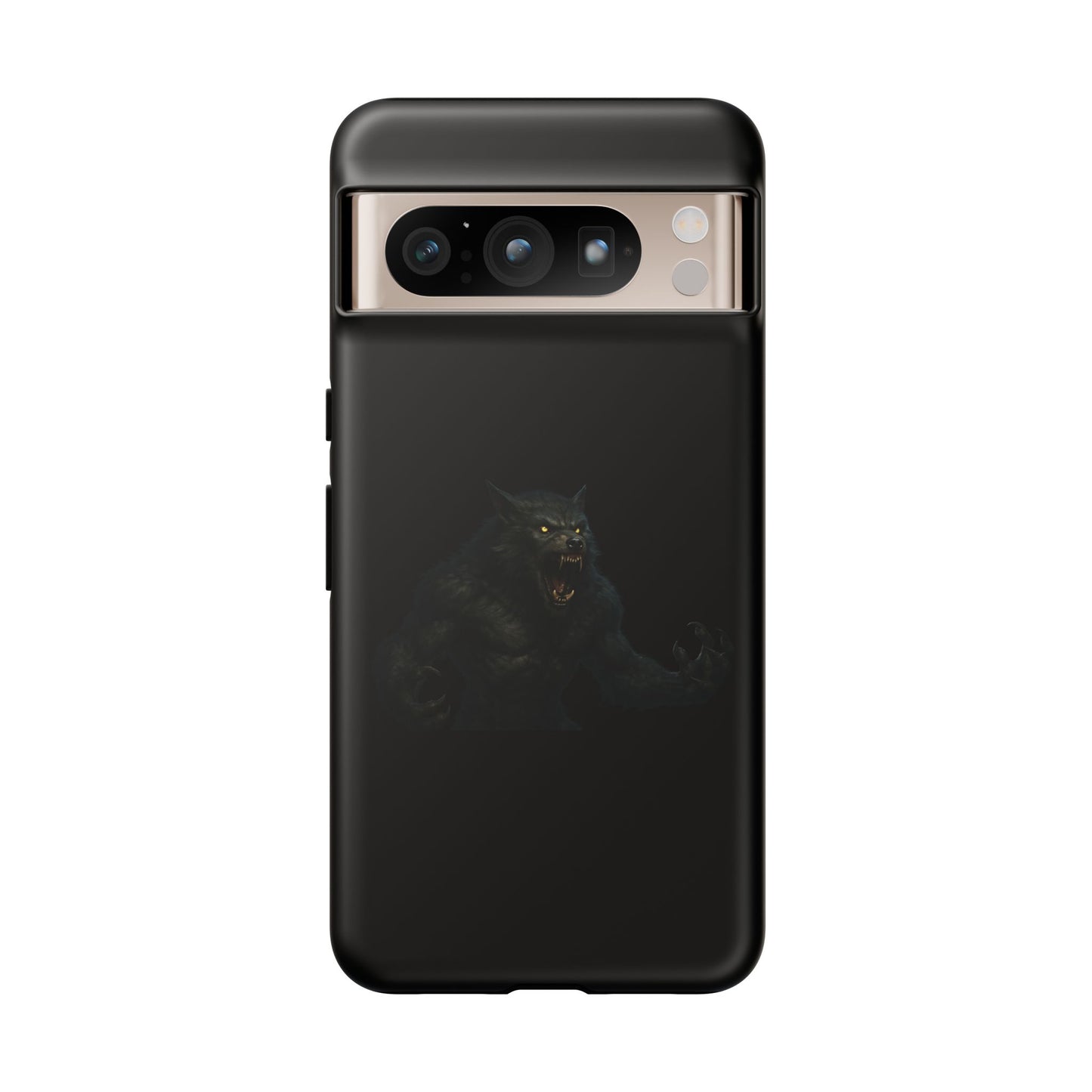 Dark werewolf monster graphic phone case by Printify, tough protective cover for smartphones with a fierce monster design.