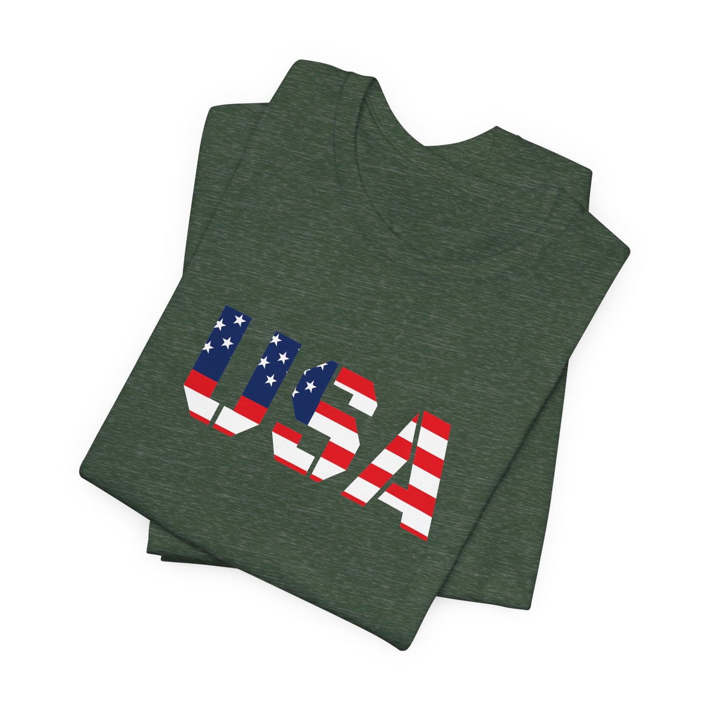 USA Flag Text Tee — Patriotic Fourth of July T-Shirt