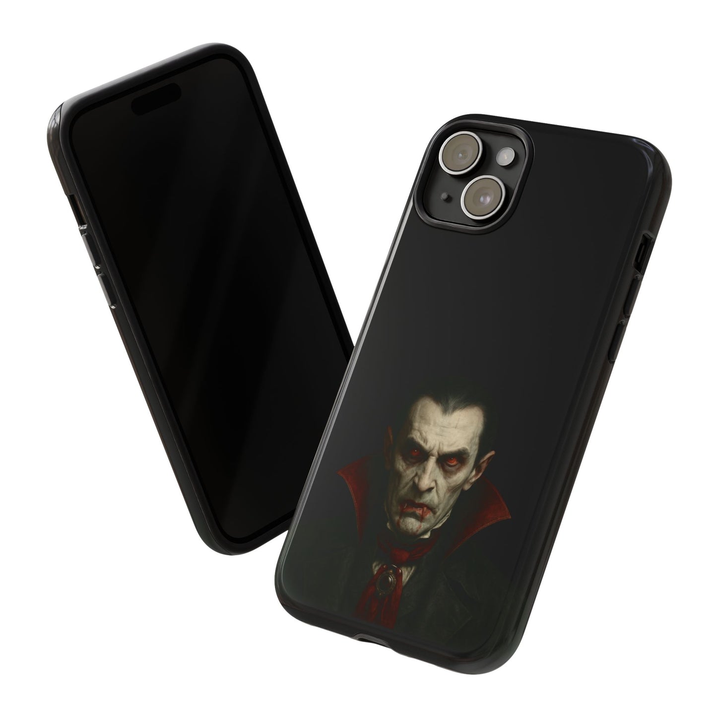 Gothic Dracula vampire portrait phone case for iPhone, featuring horror-themed artwork by Printify.