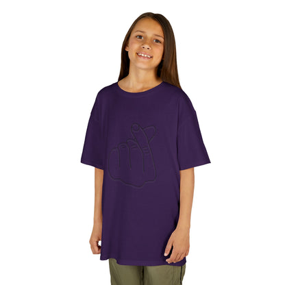 Cute Kids Heavy Cotton Tee - K-Pop Inspired Love Gesture