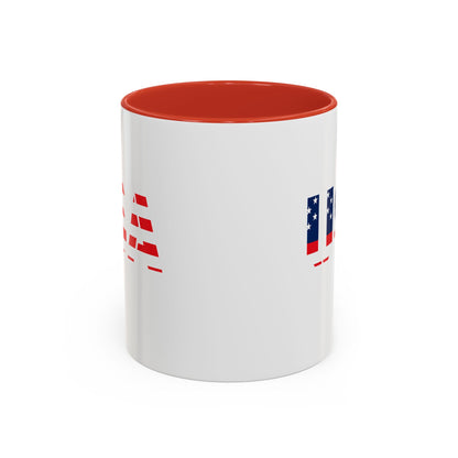 USA Flag Accent Coffee Mug — Patriotic 11/15oz Ceramic Coffee Cup