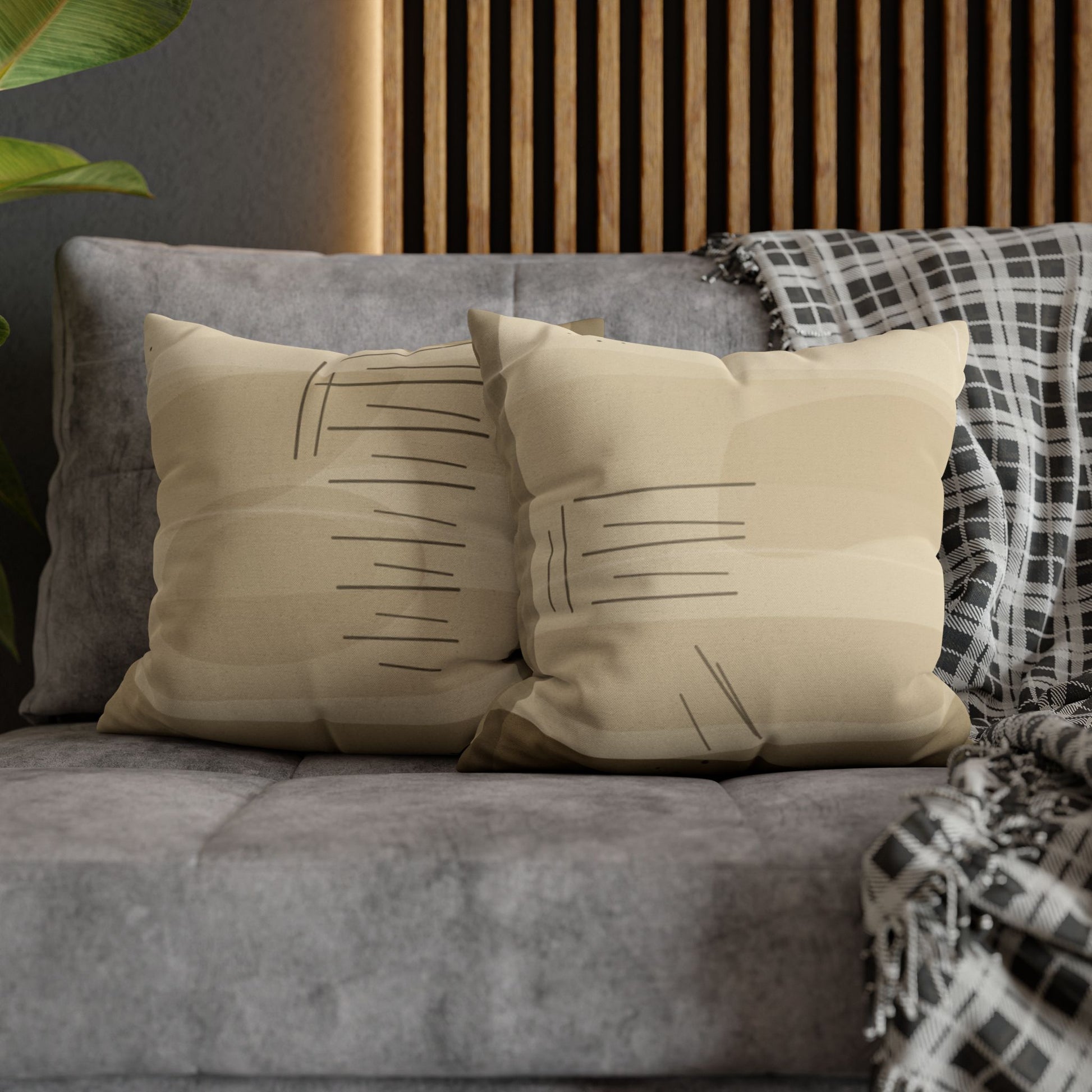 Neutral Abstract Brushstroke Pillowcase | Square Decorative Pillowcase - TRV
