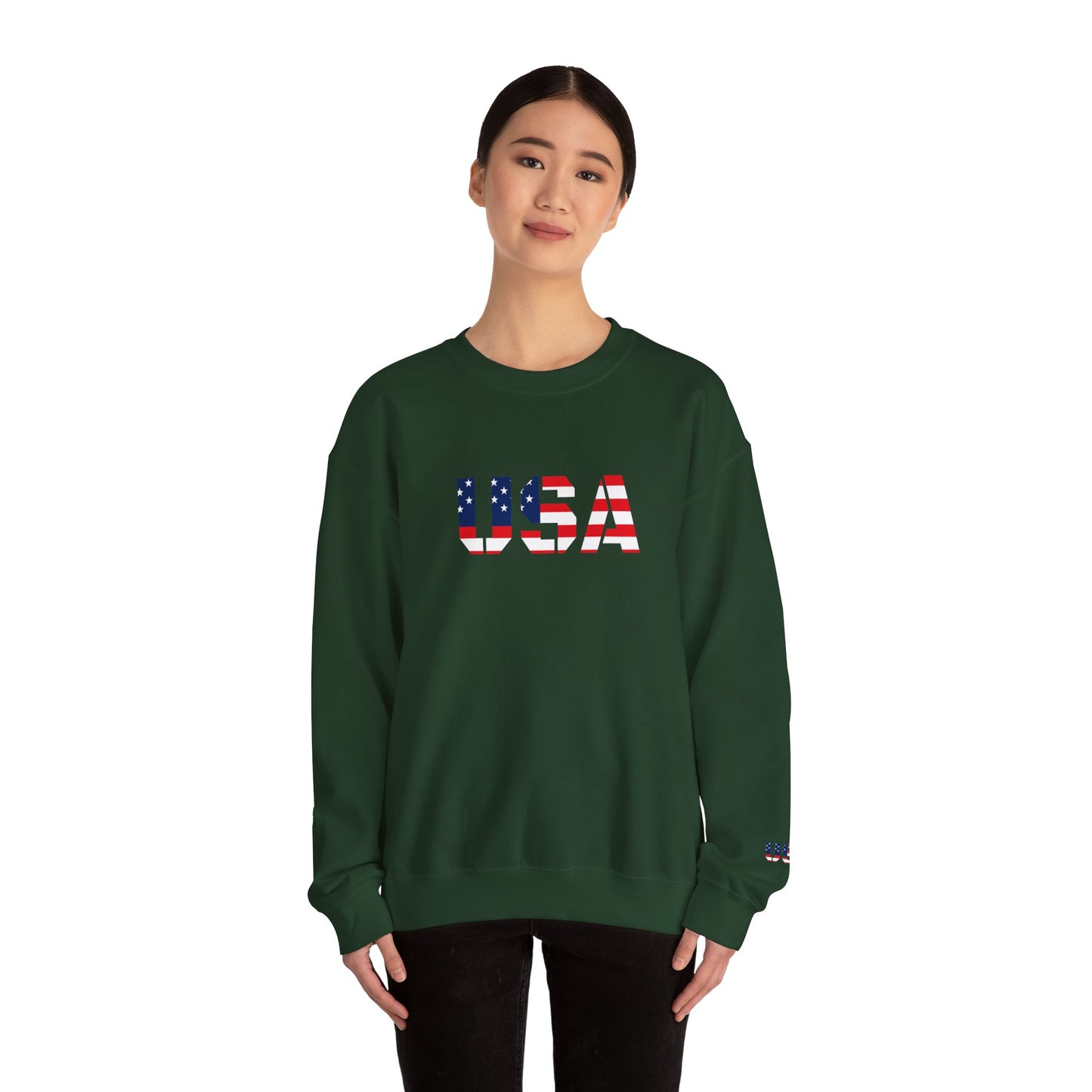 USA Flag Unisex Crewneck Sweatshirt, Cozy Apparel, Casual Wear, Independence Day Gift, Americana Style