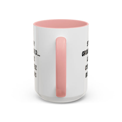 Stay Grounded coffee mug featuring coffee beans design, 11oz size, perfect for coffee lovers, by Printify.