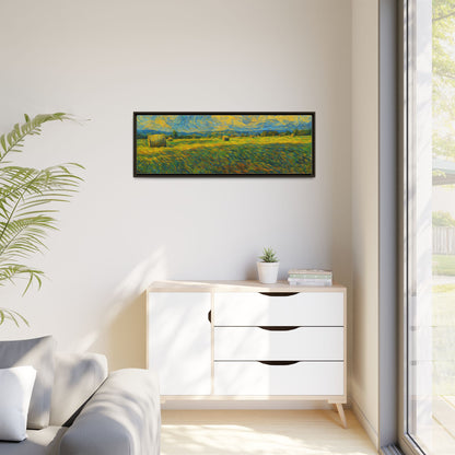 Colorful framed landscape matte canvas print by Printify featuring a scenic nature scene with vibrant multi-color details.