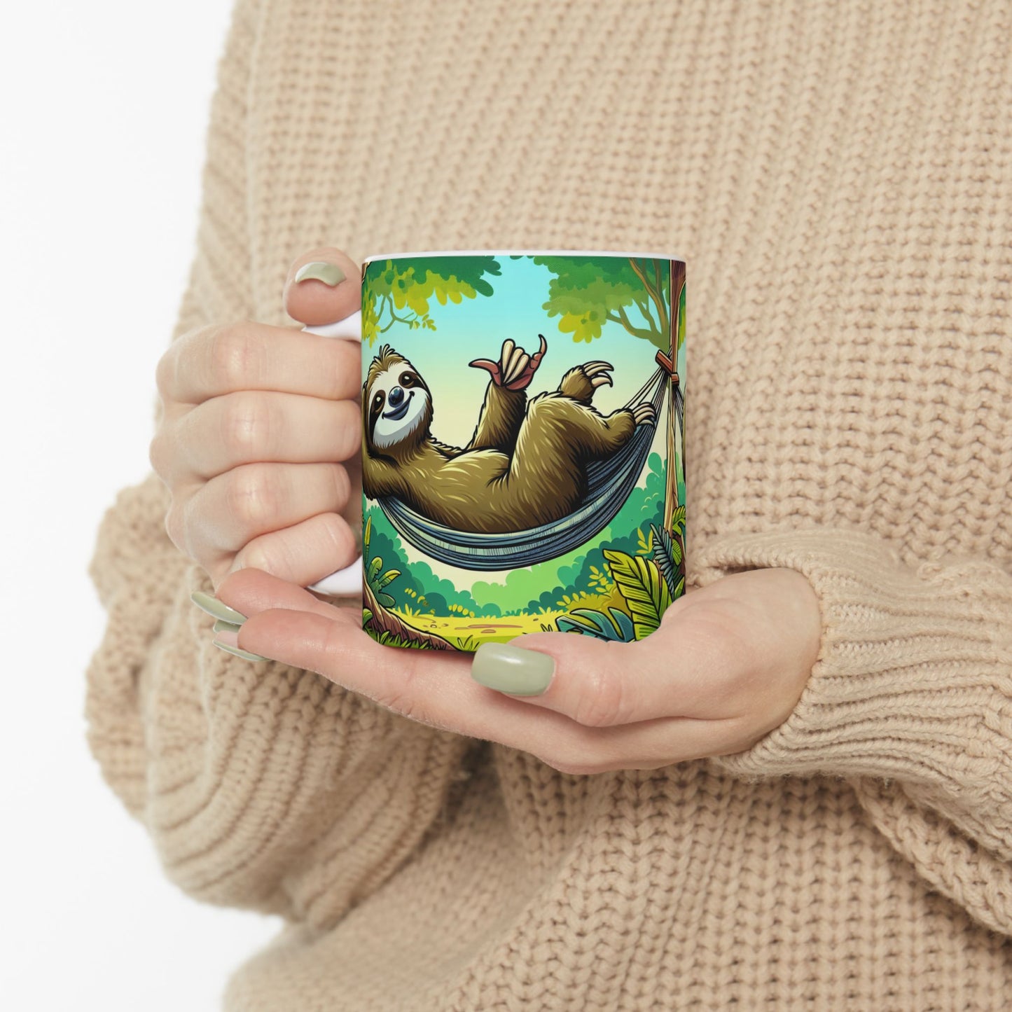 Sloth Lovers Ceramic Mug - Cute Jungle Coffee Cup, Gift for Nature Lovers, Relaxation Mug, Birthday Present, Unique Kitchenware