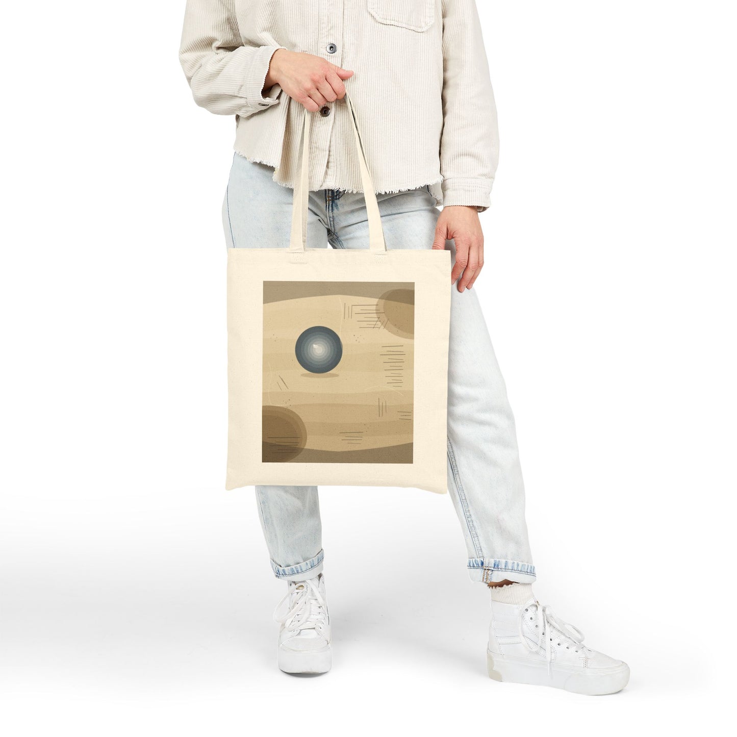 Minimalist Orb Abstract Tote Bag | Geometric Earth Tone Art - TRV