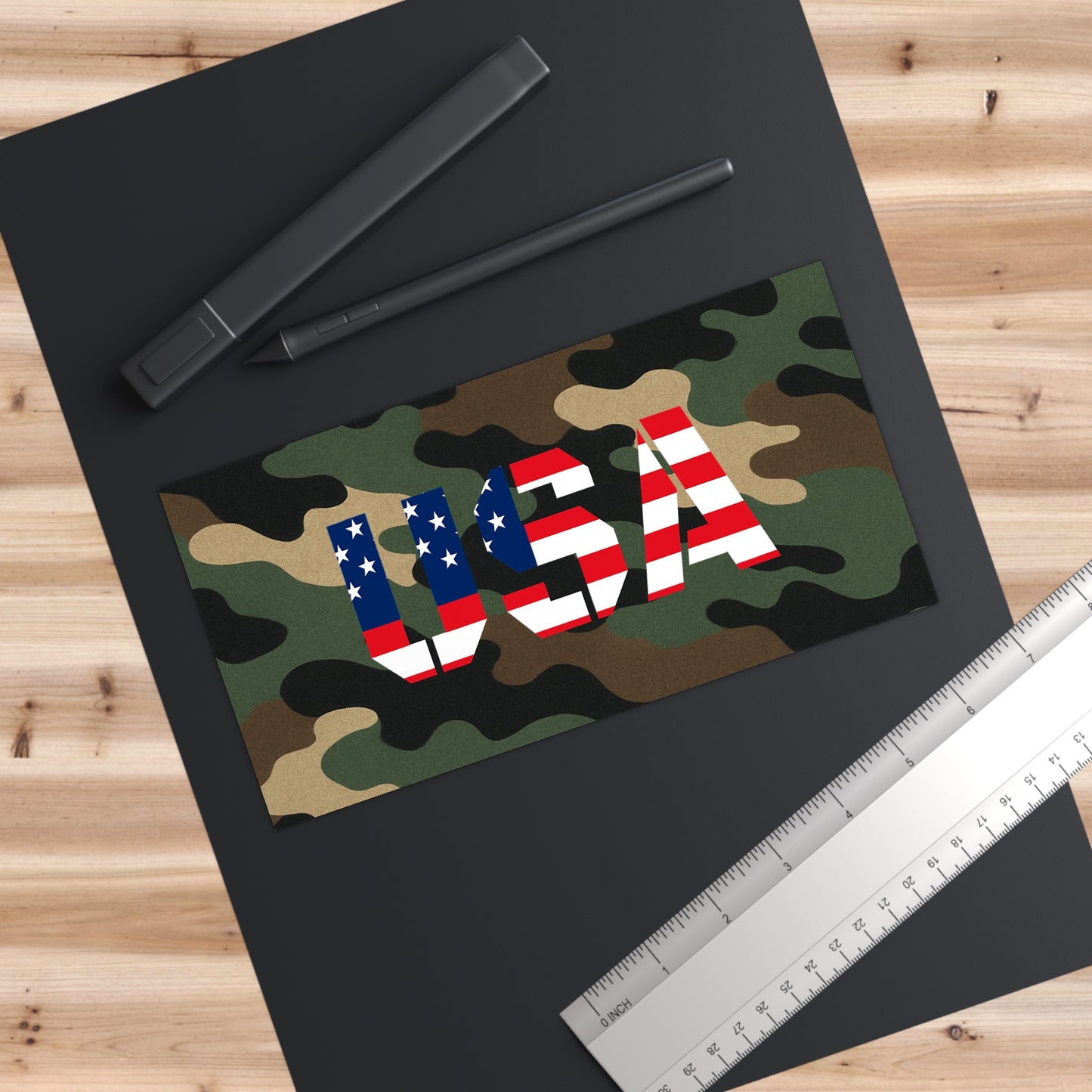 USA Flag Camo Bumper Sticker — Patriotic Military Camouflage Decal