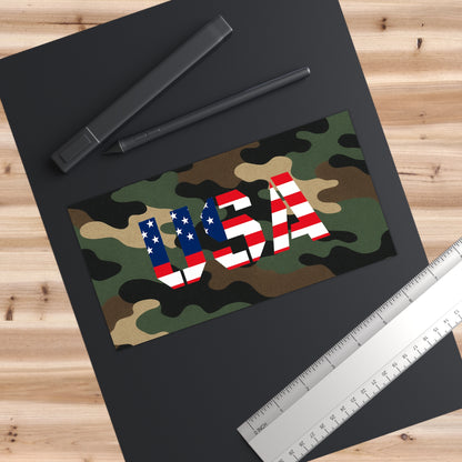 USA Flag Camo Bumper Sticker — Patriotic Military Camouflage Decal