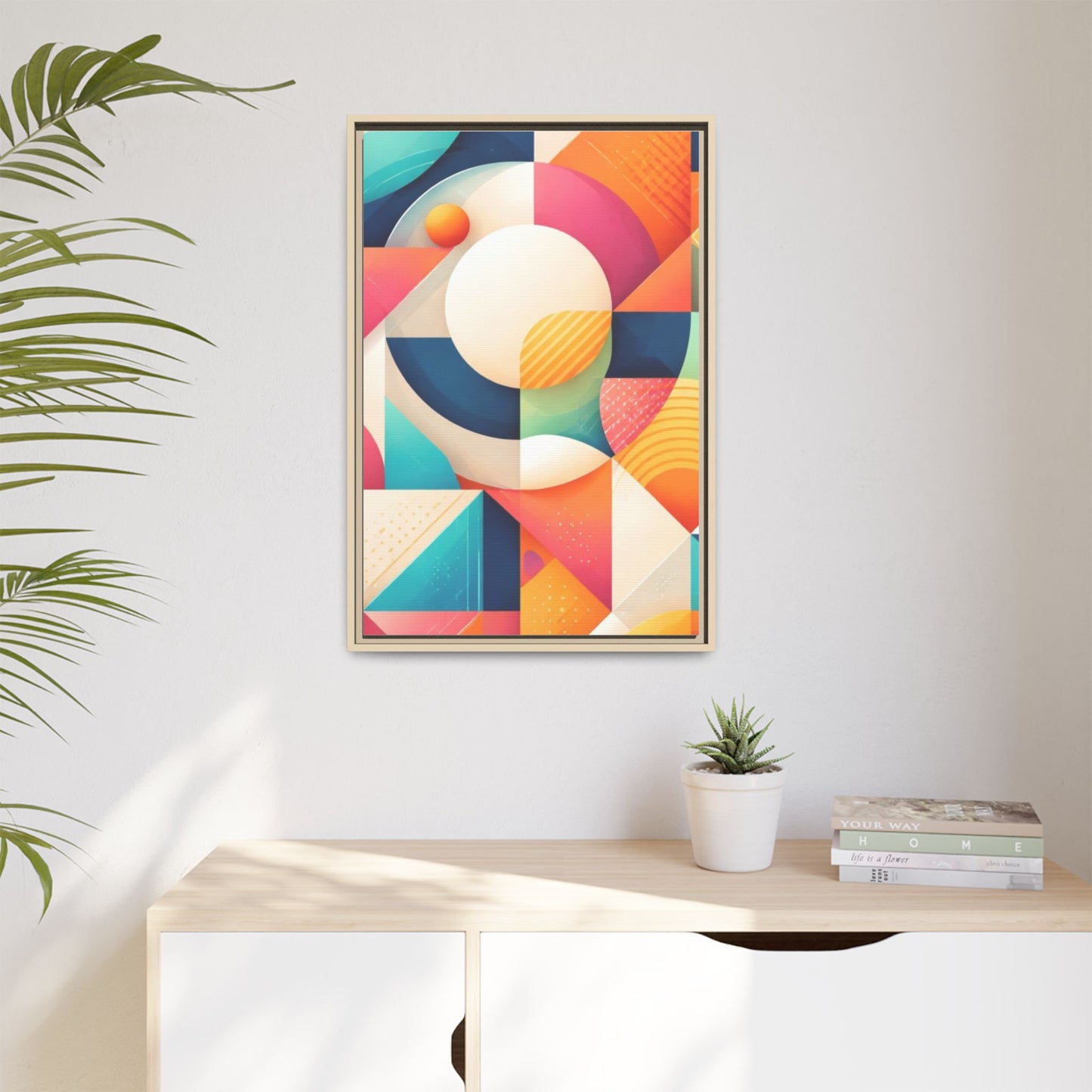 Colorful Geometric Abstract Art Matte Canvas Framed