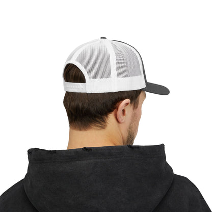 Vintage baseball snapback trucker cap with batter silhouette design, lightweight hat by Printify, adjustable fit, casual style.