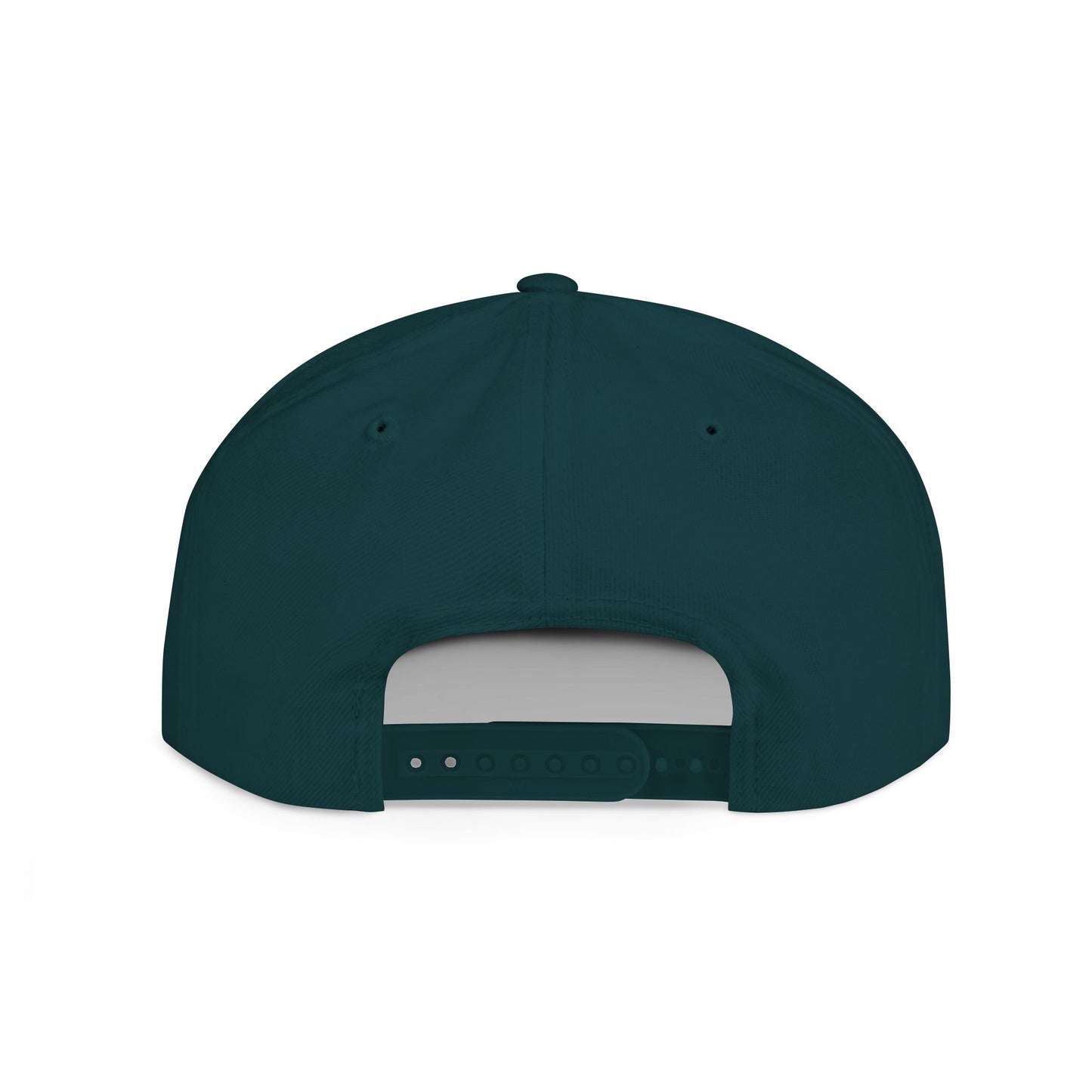 Minimalist hand gesture flat bill snapback hat by Printify, featuring a simple design and adjustable strap in neutral colors.
