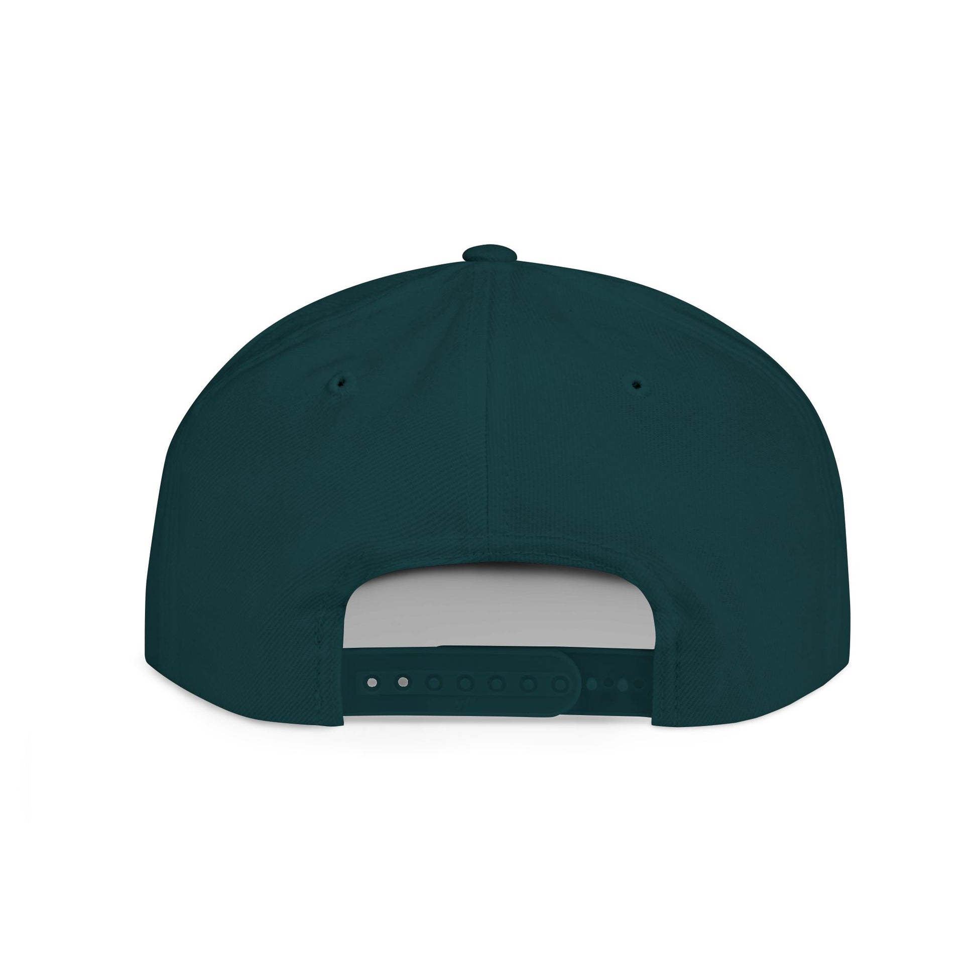 Minimalist hand gesture flat bill snapback hat by Printify, featuring a simple design and adjustable strap in neutral colors.