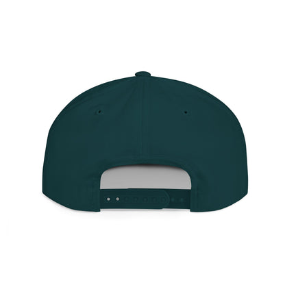 Minimalist hand gesture flat bill snapback hat by Printify, featuring a simple design and adjustable strap in neutral colors.