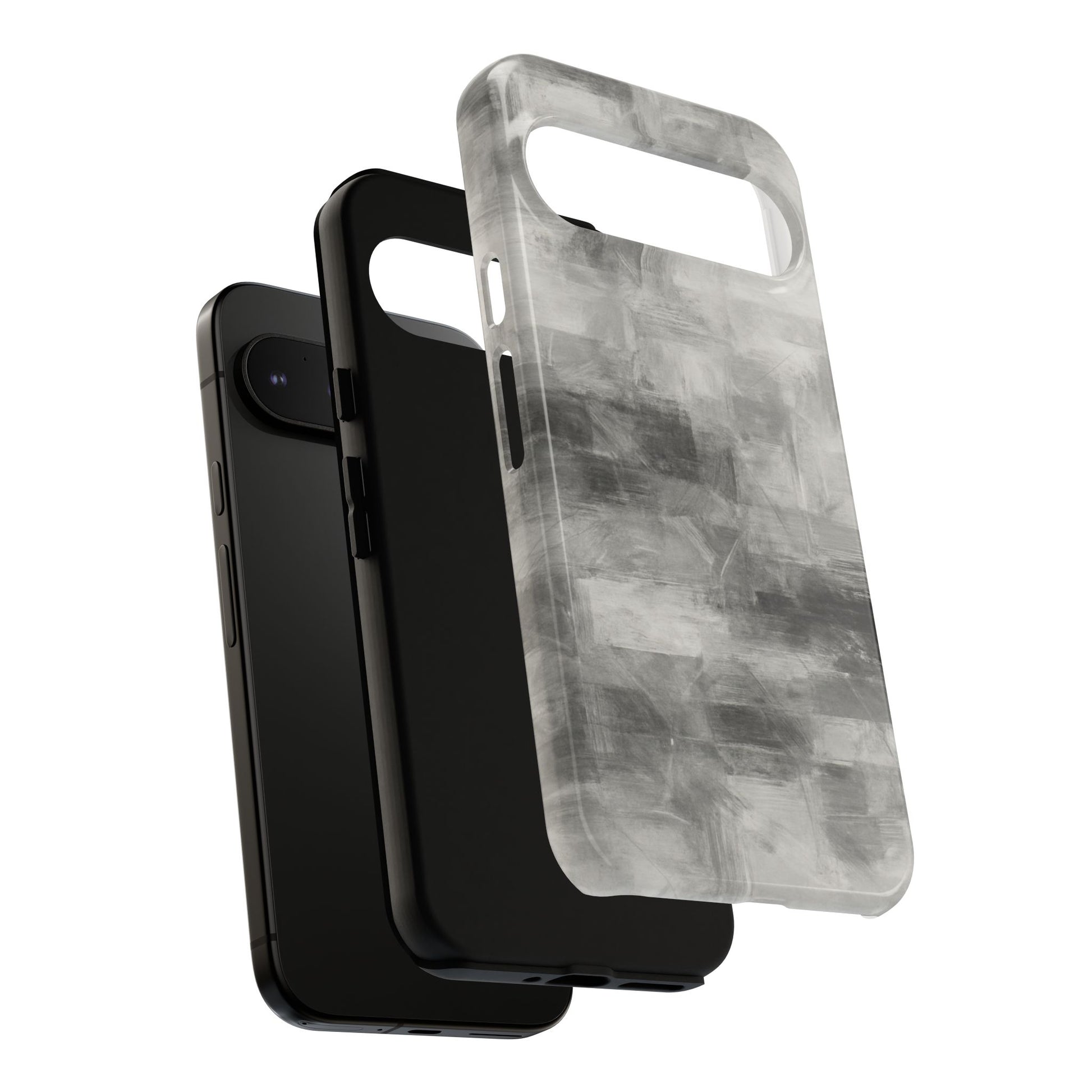 Abstract gray grid phone case for iPhone, tough protective cover by Printify with modern geometric design.