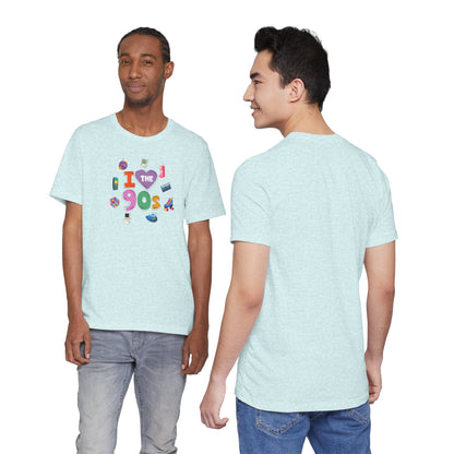 I  Love the 90's Short Sleeve Tee - Retro Graphic Tee, Vintage Style Shirt, Perfect for Casual Outings, 90s Nostalgia Apparel