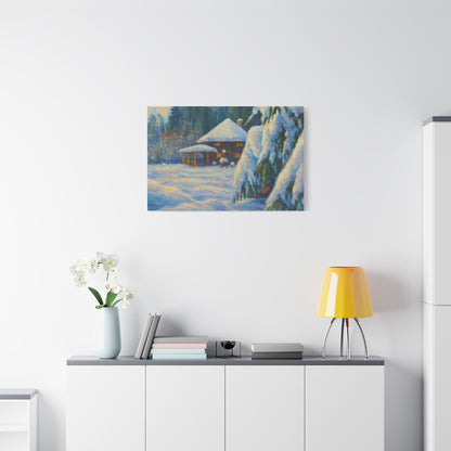 Winter Landscape Canvas Wall Art, Cozy Home Decor, Christmas Gift, Seasonal Artwork, Impressionist Style - TRV