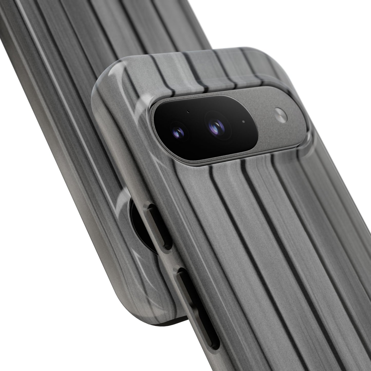 Ribbed metal texture phone case for iPhone by Printify, featuring a tough protective design with a modern, durable appearance.