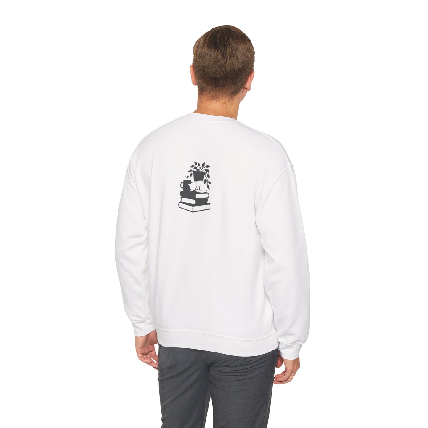 Stack of Books with Mug and Plant Sweatshirt | Cozy Reading Crewneck