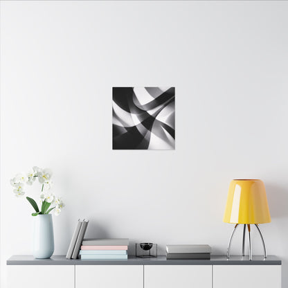 Abstract Black and White Swirl Matte Canvas