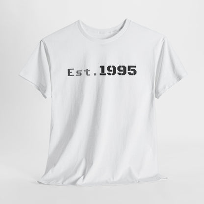 Vintage minimalist Est. 1995 T-shirt by Printify featuring a simple birthday design on a classic white tee.