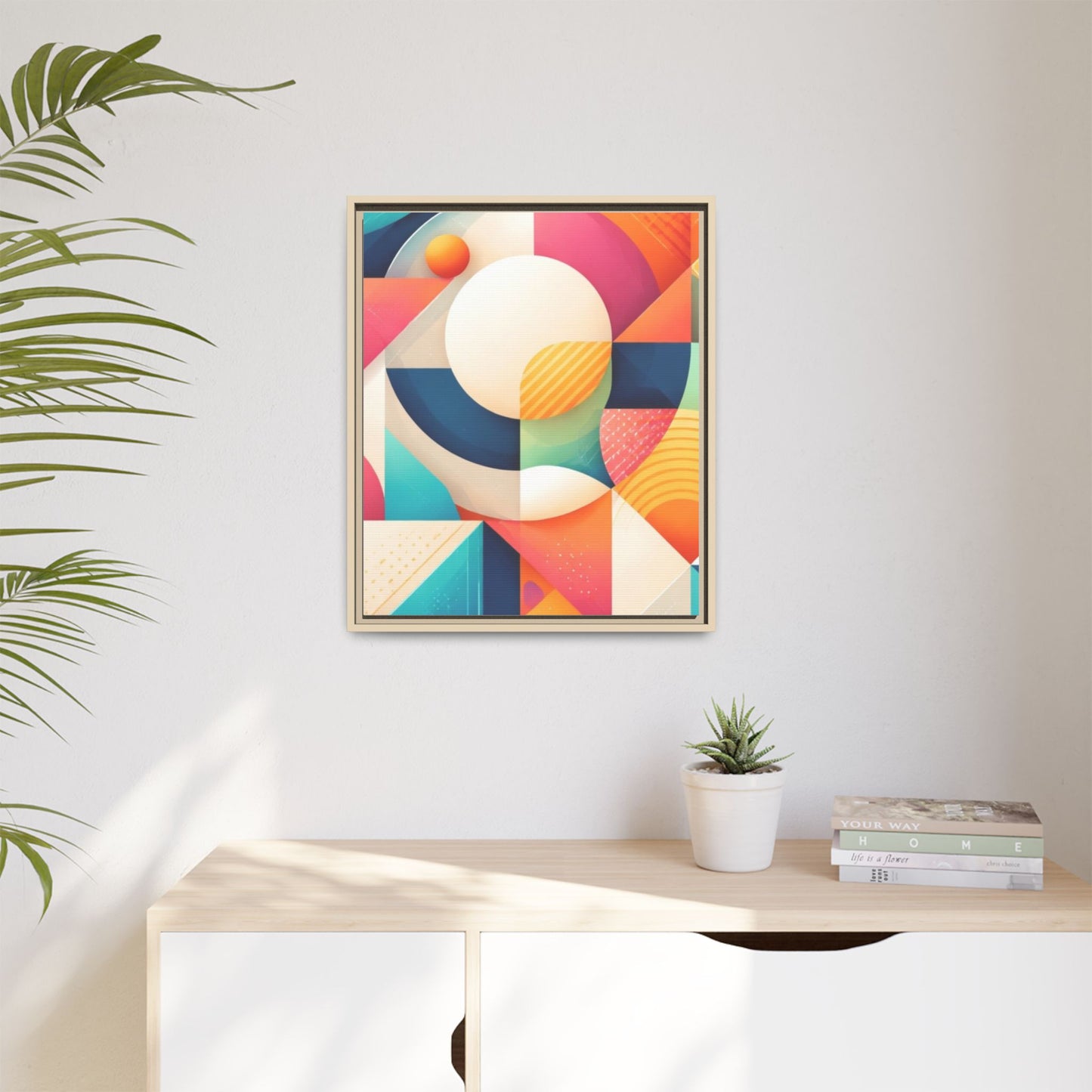 Colorful Geometric Abstract Art Matte Canvas Framed