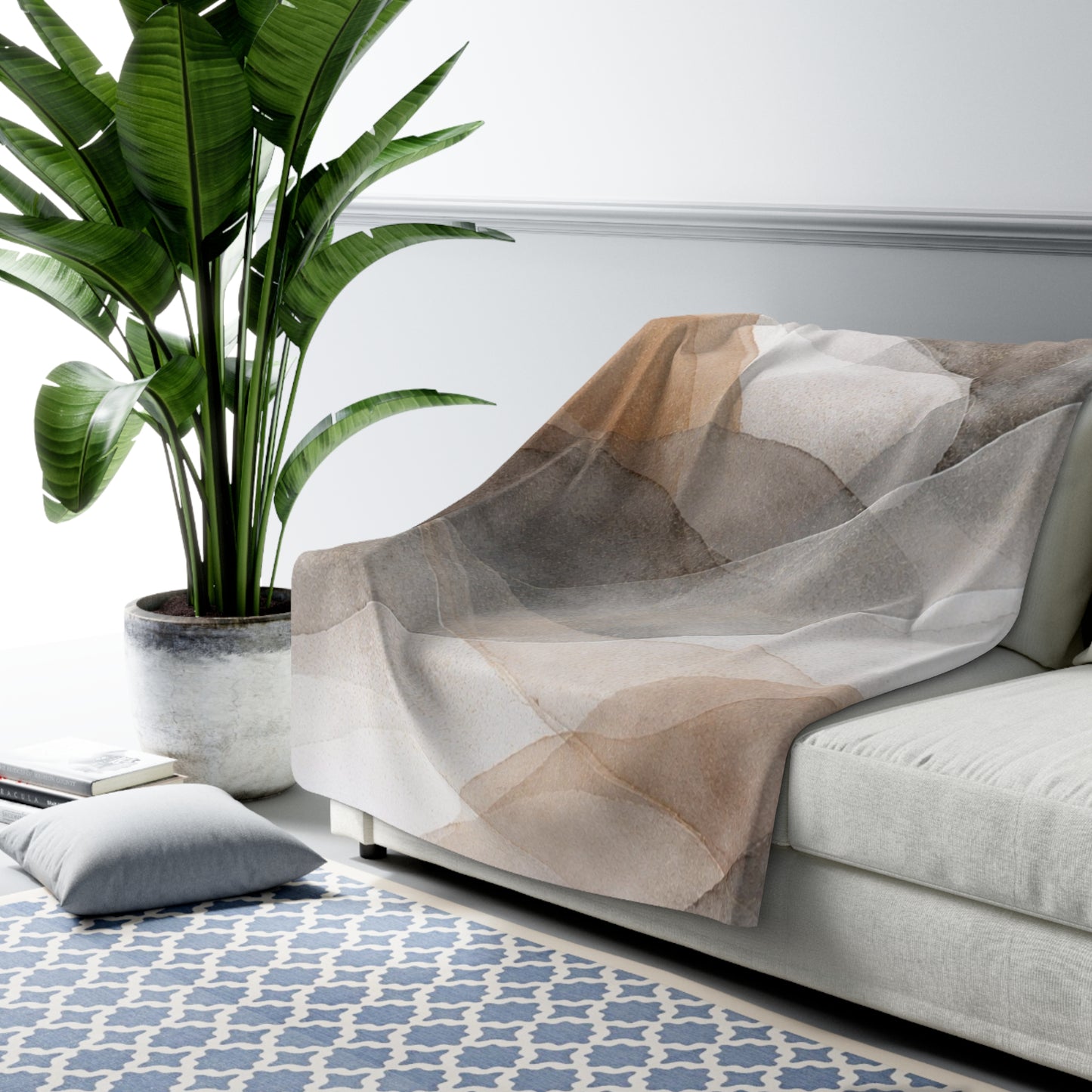 Abstract Sherpa Fleece Blanket