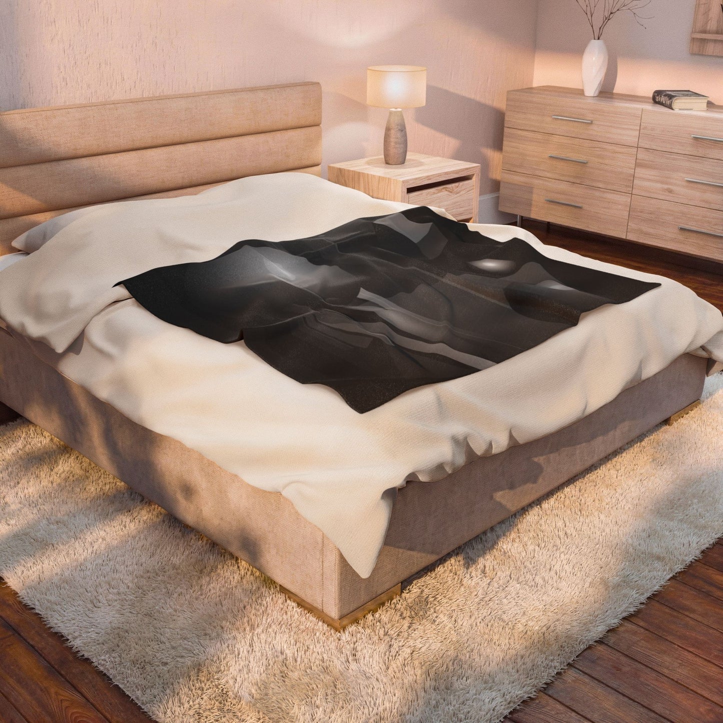 3D Geometric Spheres Velveteen Plush Blanket | Abstract Cube & Sphere Design