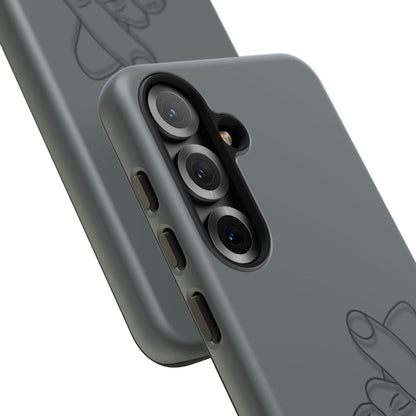 Silicone phone case with embossed Korean finger heart design, featuring a stylish and protective Printify accessory for smartphones.
