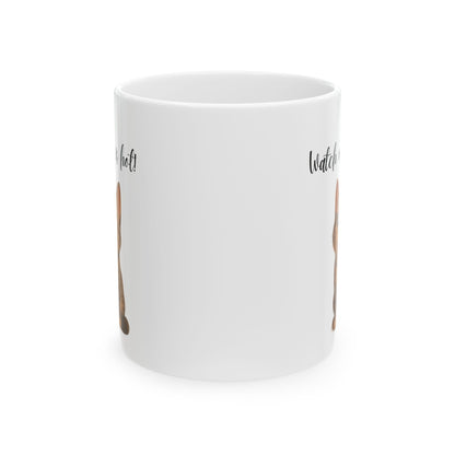 Latte Lover Ceramic Mug — Cute Coffee Cat Illustration (11oz, 15oz)