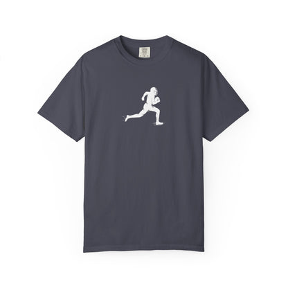 Sporty Unisex Garment-Dyed T-Shirt with Football Player Graphic, Activewear, Casual Wear, Gift for Runners, Fitness Apparel, Everyday Style