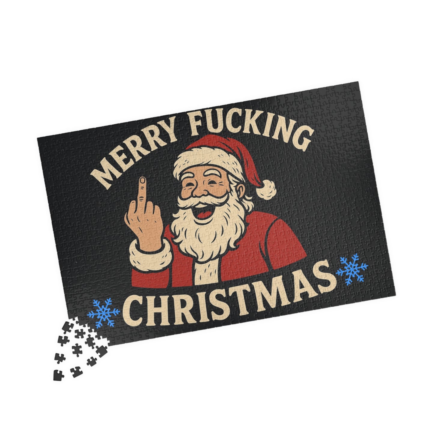 Merry Fucking Christmas Puzzle | Santa Middle Finger Holiday Jigsaw