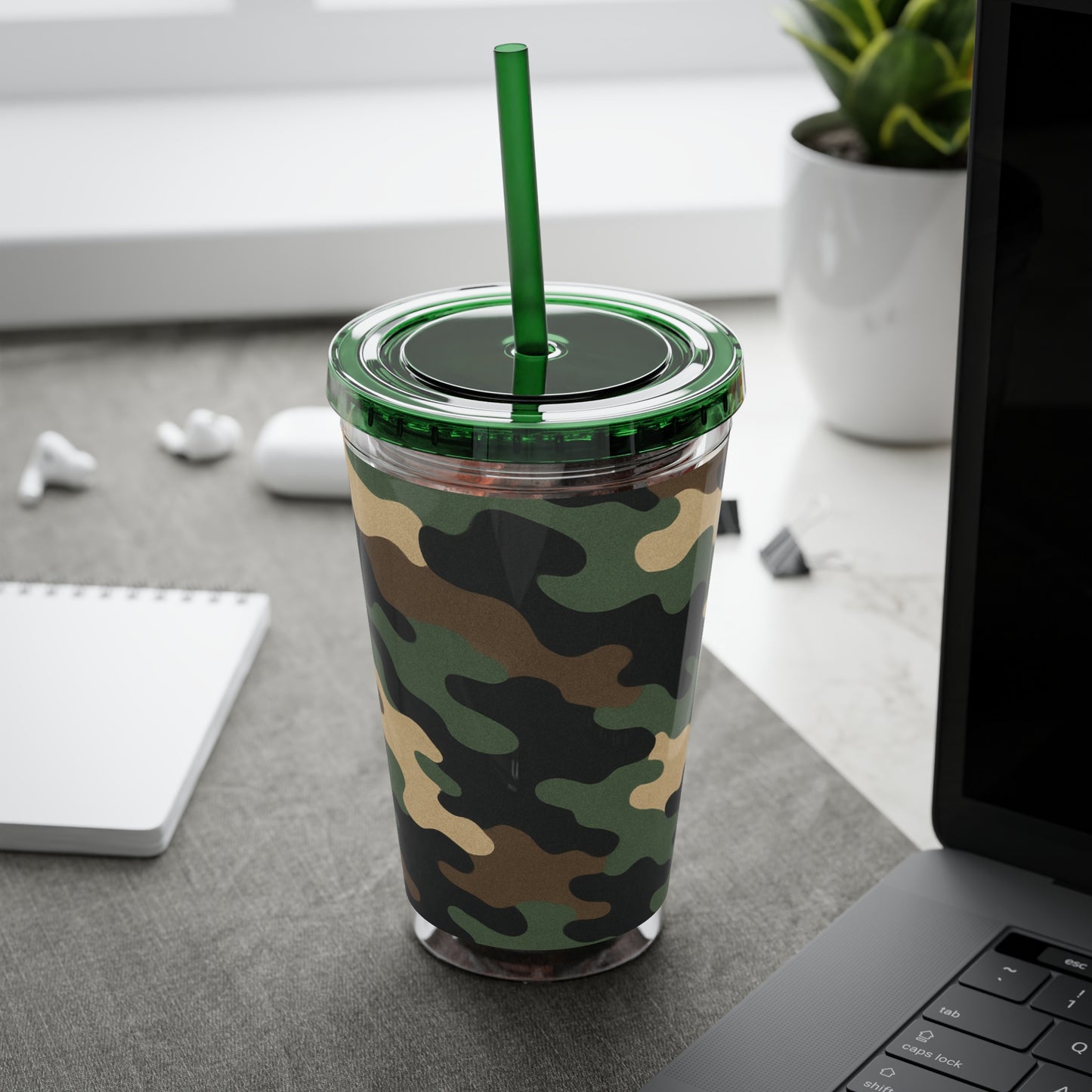 Stylish Camo Tumbler, 16oz Cup with Straw, Perfect for Outdoor Adventures, Gifts for Him, Travel Mug, Eco-friendly Drinkware, Camping