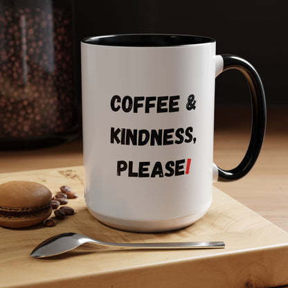 Coffee & Kindness Mug - Inspirational Coffee Cup, Gift for Friends, Office Decor, Encouragement, Morning Motivation