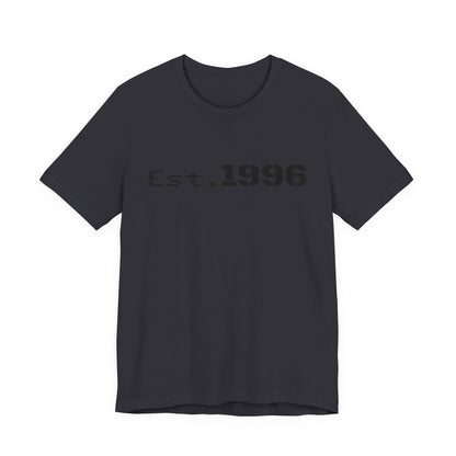 Vintage printify T-shirt featuring "Est. 1996" design for birthday gift, showing a casual cotton T-shirt with retro style text.