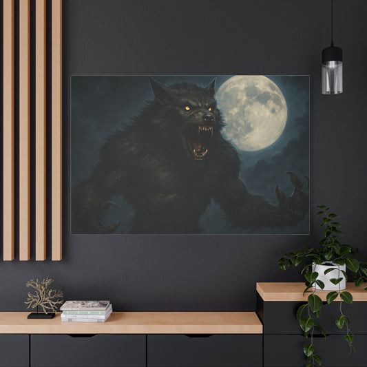 Werewolf Moon Matte Canvas Print — Spooky Full Moon Wall Art