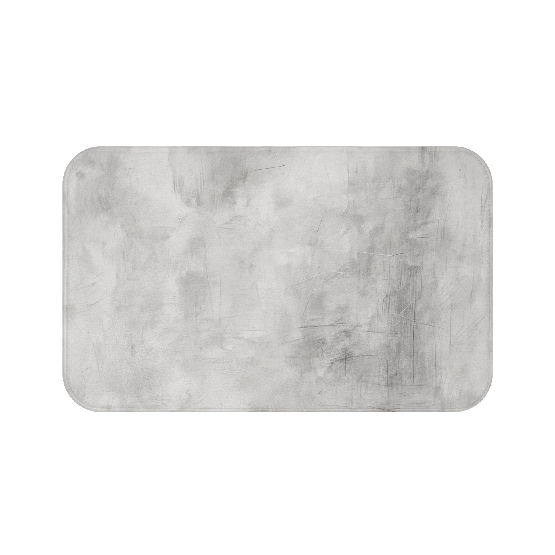 Grey modern minimalist bath mat from Printify, soft rug for bathroom decor and housewarming gift, textured fabric, rectangular shape.
