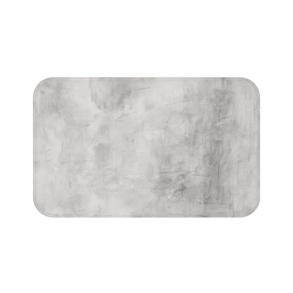 Grey modern minimalist bath mat from Printify, soft rug for bathroom decor and housewarming gift, textured fabric, rectangular shape.
