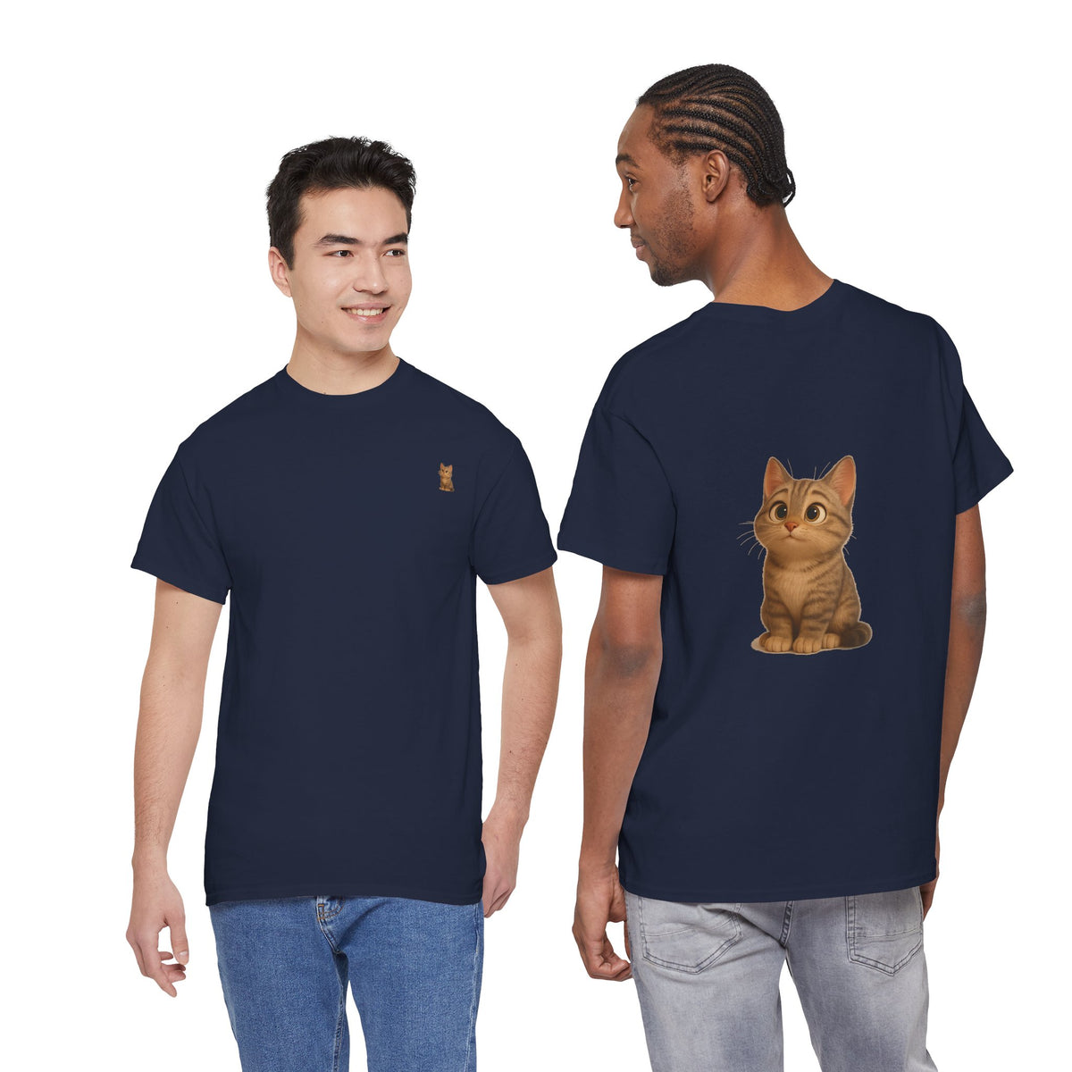 Cute brown kitten graphic T-shirt for cat lovers, featuring a playful kitten design on a comfortable printify tee.