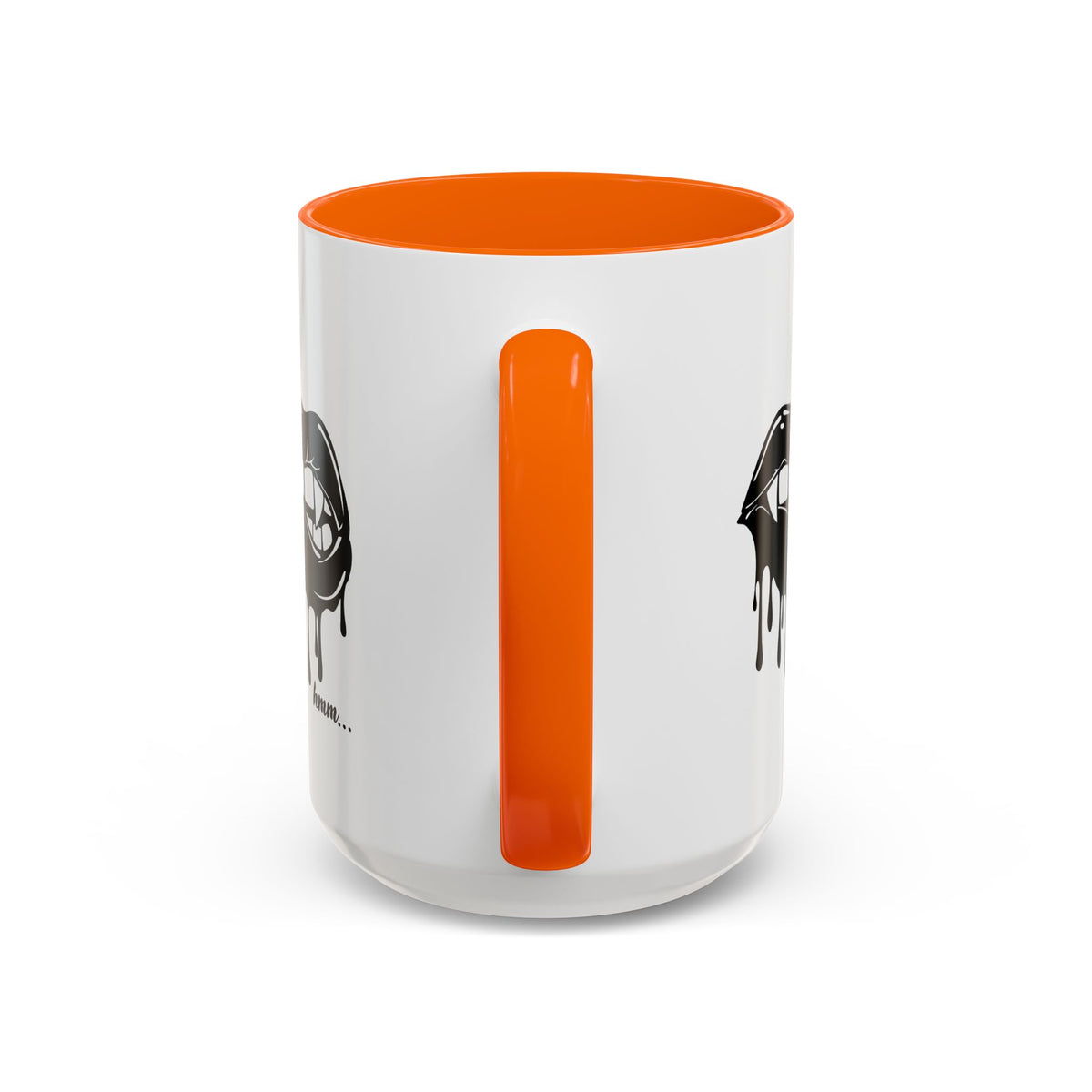 Black accent Dripping Bite coffee mug by Printify, 11oz or 15oz size, featuring a dripping bite design on a ceramic mug.