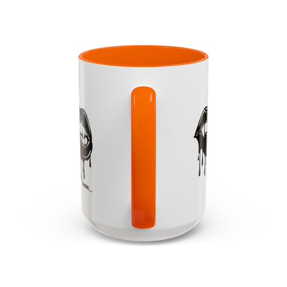 Black accent Dripping Bite coffee mug by Printify, 11oz or 15oz size, featuring a dripping bite design on a ceramic mug.