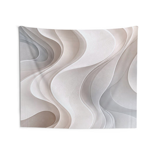 Abstract neutral wave wall tapestry by Printify featuring modern minimalist design for contemporary home decor.