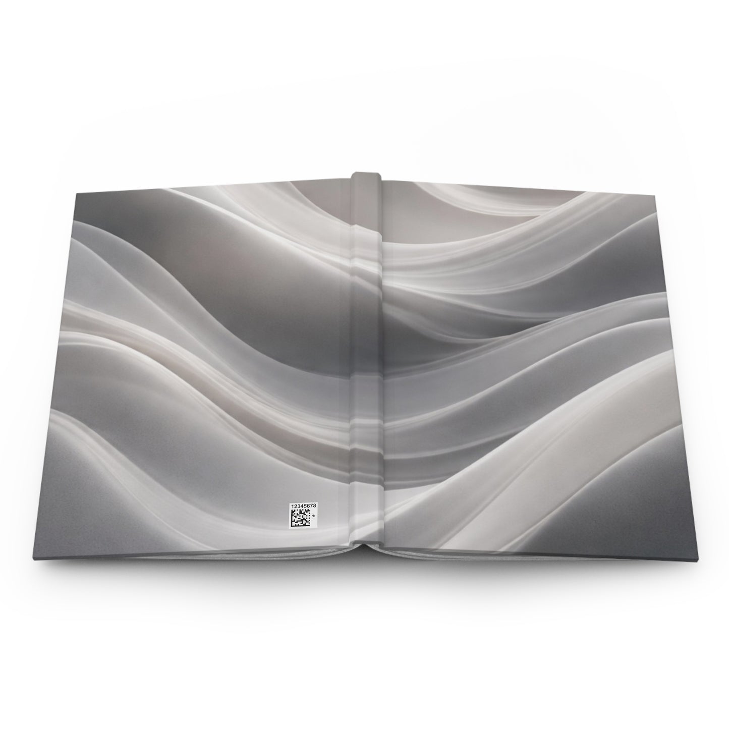 Abstract silver wave design hardcover journal with marble pattern, Printify paper notebook for writing or note-taking.