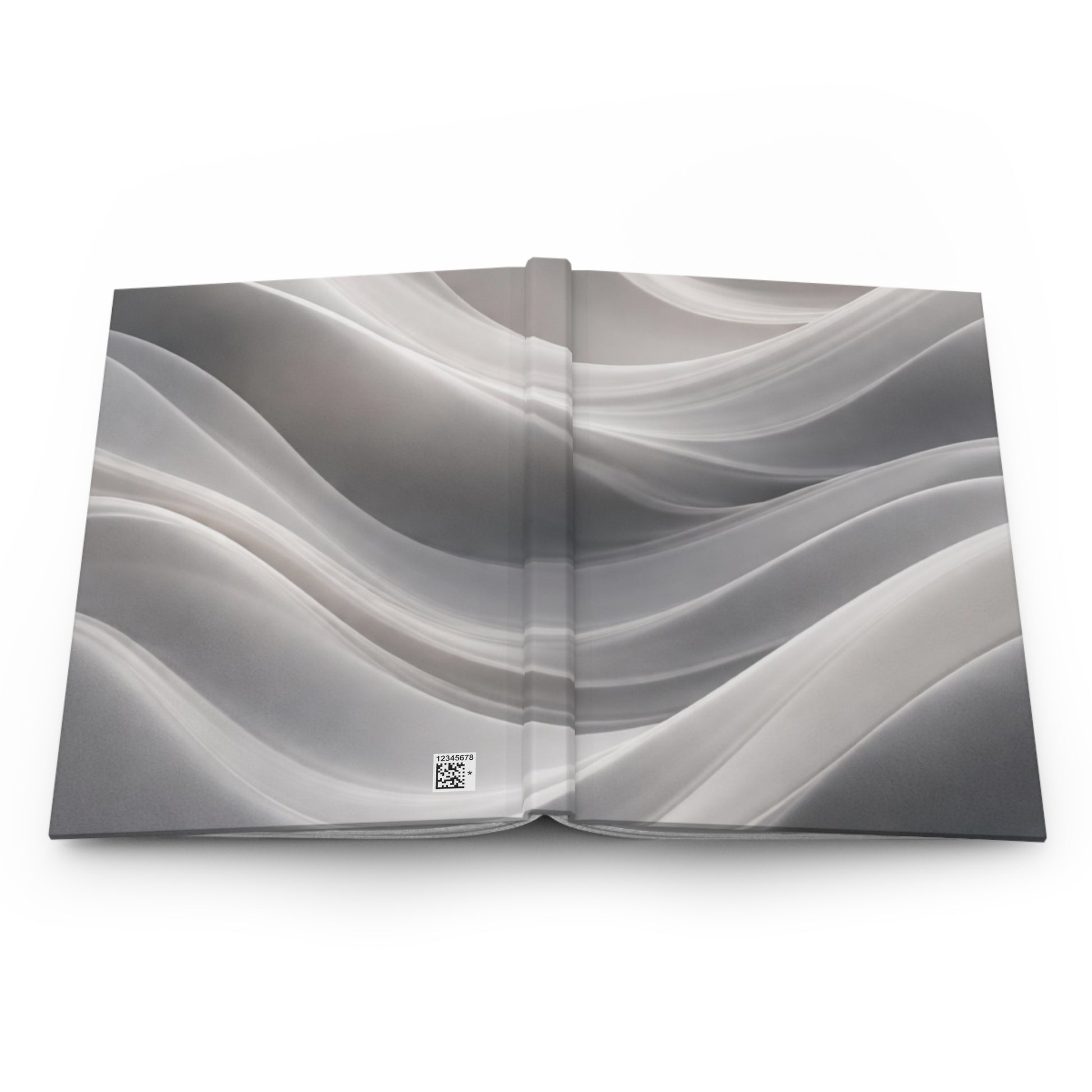 Abstract silver wave design hardcover journal with marble pattern, Printify paper notebook for writing or note-taking.